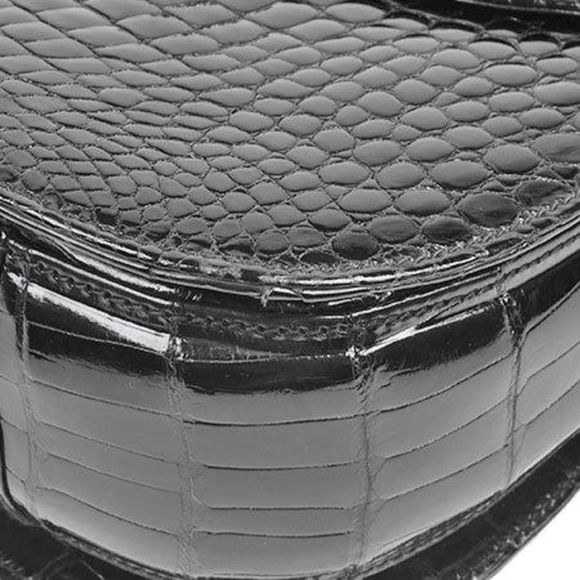 Gucci Old Gucci Handbag Crocodile Black Gold Crest - Picture 7 of 10